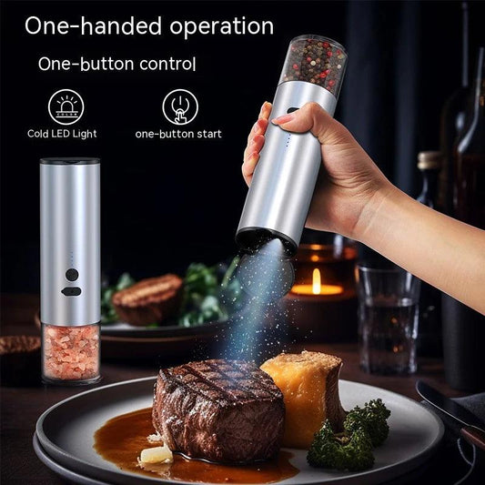 Electric Food Corn Soybean Salt and Pepper Grinder Mill Machine Rechargeable Electric Pepper and Salt Grinder Set with LED Kitchen Gadgets - Fly It Try It