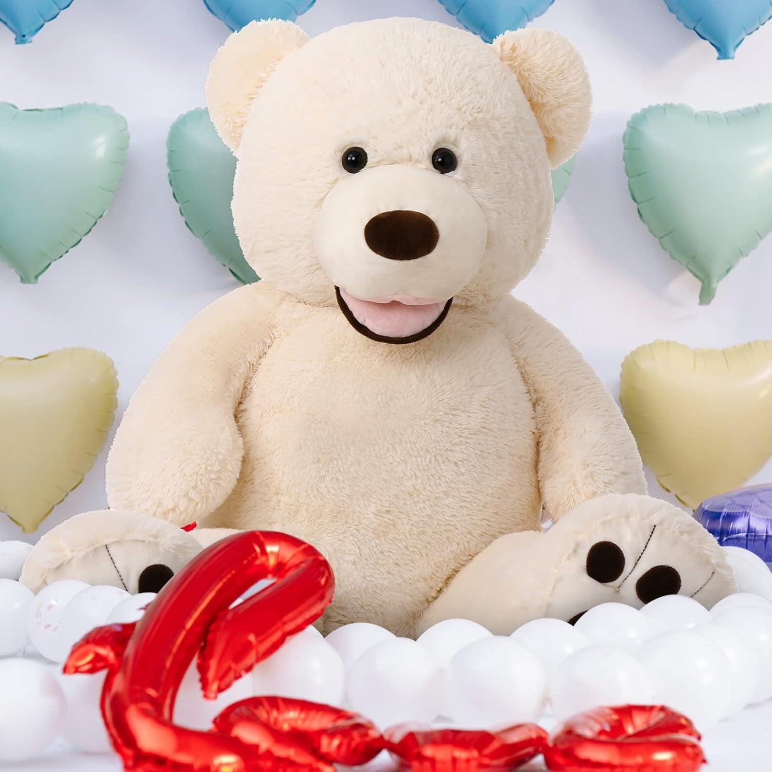 Giant Teddy Bear, 39“ Large Teddy Bears 3Ft Beige Plush, Big Stuffed Animals for Girlfriend Kids, 39Inch - Fly It Try It