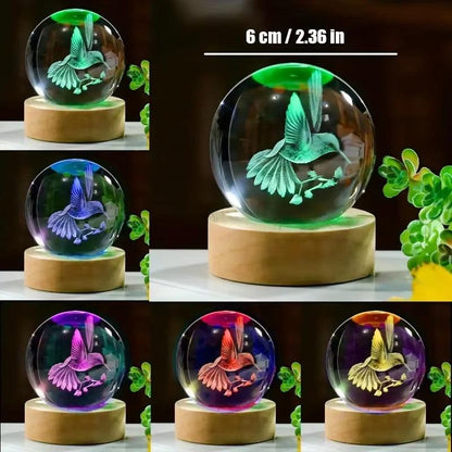 1 Pc 3D Hummingbird Crystal Ball, Creative Laser Engraving, Suitable for Home Bedroom Decoration, Birthday, Graduation Gifts - Fly It Try It