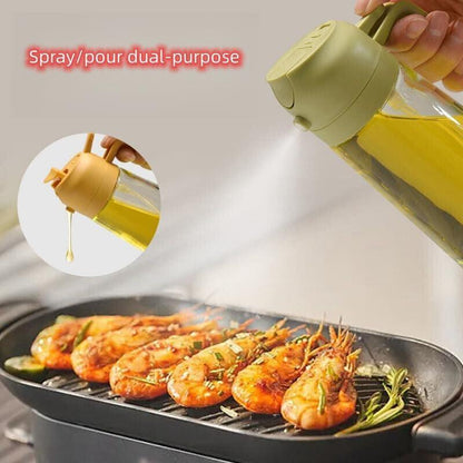 16Oz Olive Oil Dispenser Bottle 2 in 1 Sprayer Pourer Glass for Kitchen Cooking - Fly It Try It