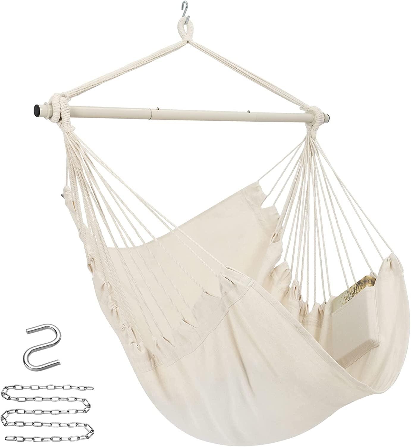 Hammock Chair Hanging Rope Swing, Hanging Kit Swing Hanger, Durability(White) - Fly It Try It